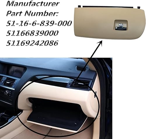 Miniatura 4 de GXARTS 51166839001 - Tapa de puerta para guantera, color beige, compatible con BMW 2011 2012 2013 2014 2015 2016 2017 2018 X3 X4 F25 F26