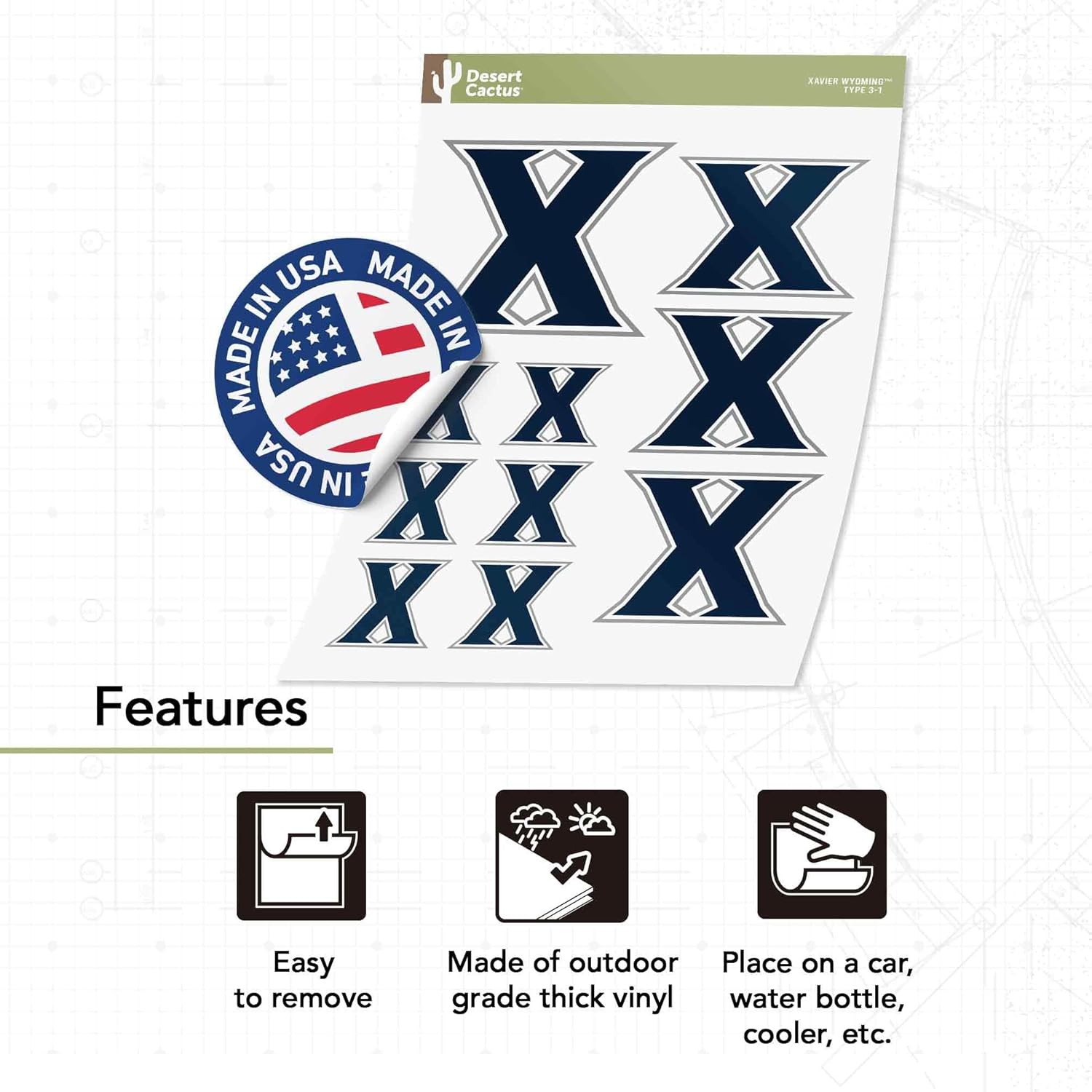 Desert Cactus Xavier University Sticker Xavier Musketeers Vinyl Decal Laptop Water Bottle Car Scrapbook Sheet (Type 3-1) - Image 4