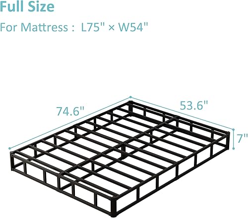 Miniatura 67 de Base de cama individual de 2 pulgadas, base de colchón de metal de perfil bajo de 2 pulgadas, 2000 libras, capacidad máxima de peso, sin ruido,