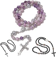 Vista 19 de Tiger Eye Cross Necklace for Men, Obsidian Necklace, Hematite Cross Pendant Lava Rock Rosary Healing Crystal Necklaces