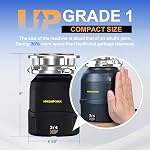 Small Garbage Disposal 3/4 HP for Kitchen Sink Quiet with Power Cord, Continuous Feed Food Waste Disposer Stainless Steel Grind 0.75 Horsepower, Easy to Install