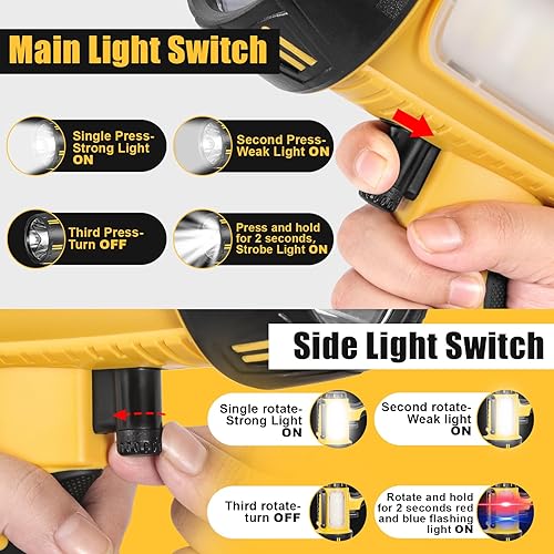 Miniatura 10 de Proyector recargable súper brillante de mano, linterna LED recargable de mano, reflector táctico con salida USB, 6 modos de luz, luz de campamento