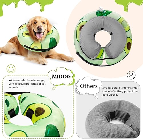 Miniatura 49 de MIDOG Inflatable Dog Cone Alternative for After Surgery - Soft Protective Donut Collar Prevents Licking, Comfortable Recovery E-Collar Alternative