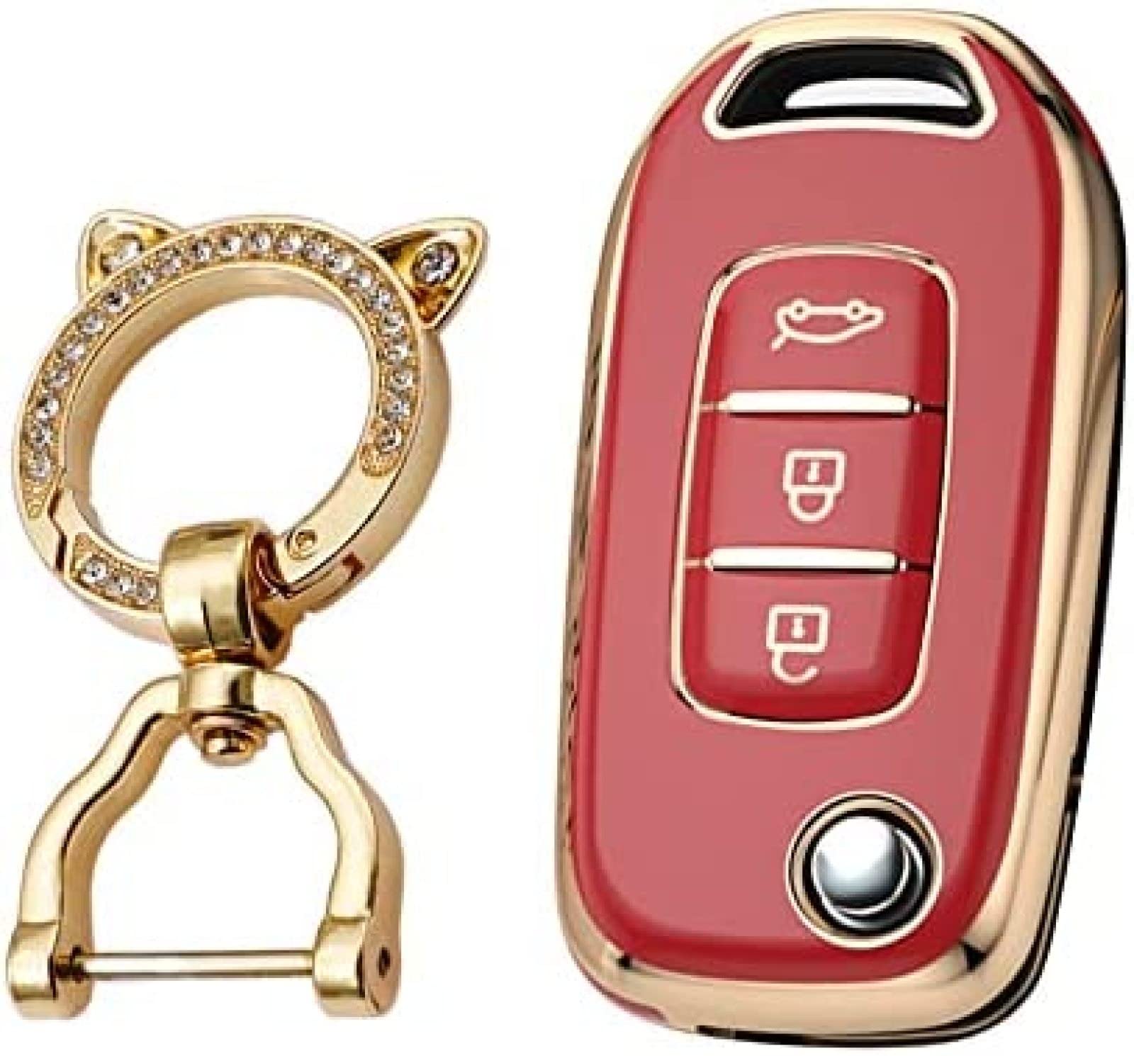 SAIQIANCar Key Case Cover Fit For Re-nault Sa-ndero St-epway Lo-gan C-lio Ar-kana Ca-ptur K-adjar TPU Key Fob Flip Key Cover Key Case White