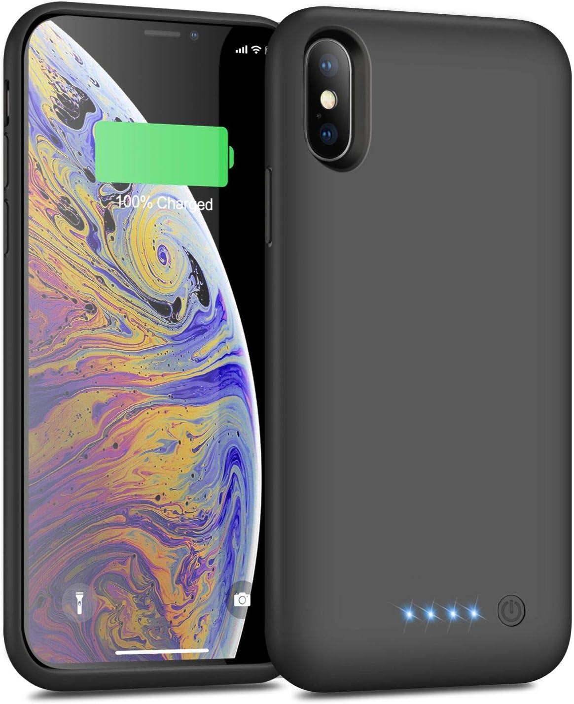 Battery Case for iPhone X/XS 6500mAh,Yacikos Portable Protective Charger Case Rechargeable Extended Battery Pack Charging Case for iPhone X/XS/10 (5.8 inch) Backup Cover Power Bank - Deep grey