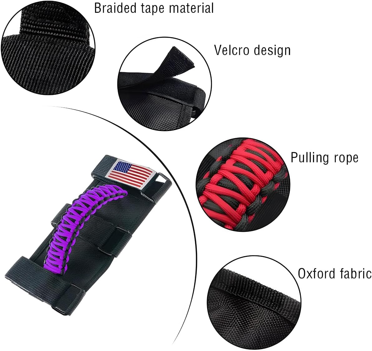 HZEL 2PCS Roll Bar Handles Compatible with Wrangler JK/JL/TJ, Purple image 2
