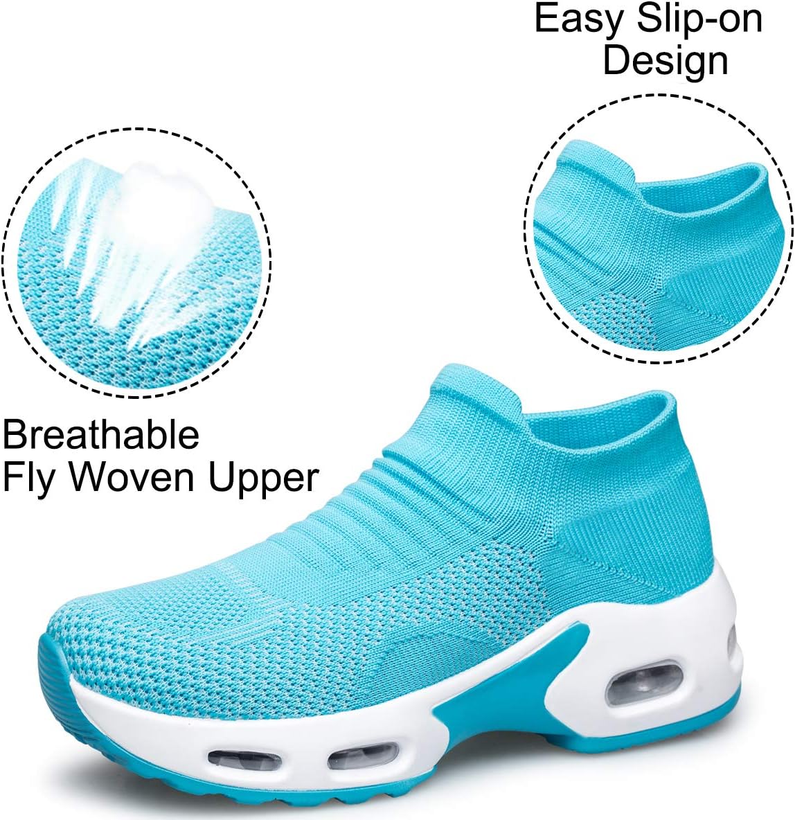 YHOON Women's Walking Shoes Slip-on - Sock Sneakers Ladies Nursing Work Air Cushion Mesh Casual Running Jogging Shoes - Image 4