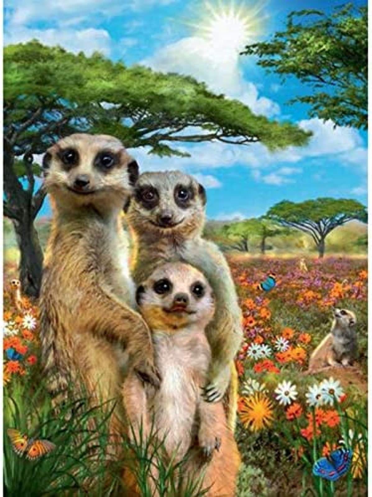 5D Diamond Painting Meerkat Family Crystal Rhinestone Embroidery Pictures DIY Diamond Painting for Living Room Decor Wall Sticker 30x40cm