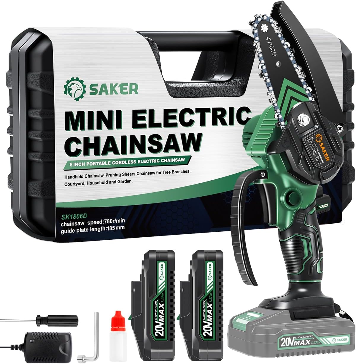 Saker Mini Chainsaw,2025 New Upgrade Electric Chainsaws,Portable Chain Saw Cordless Battery Powered,Small Handheld Chain Saws Pruning Shears Saw for Wood Tree Branches,Courtyard and Garden