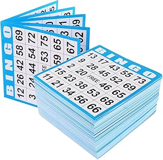 SEETOOOGAMES Disposable Bingo Cards Bulk- 1on Blue Paper (100 Books of 5 Sheets) for Large Groups