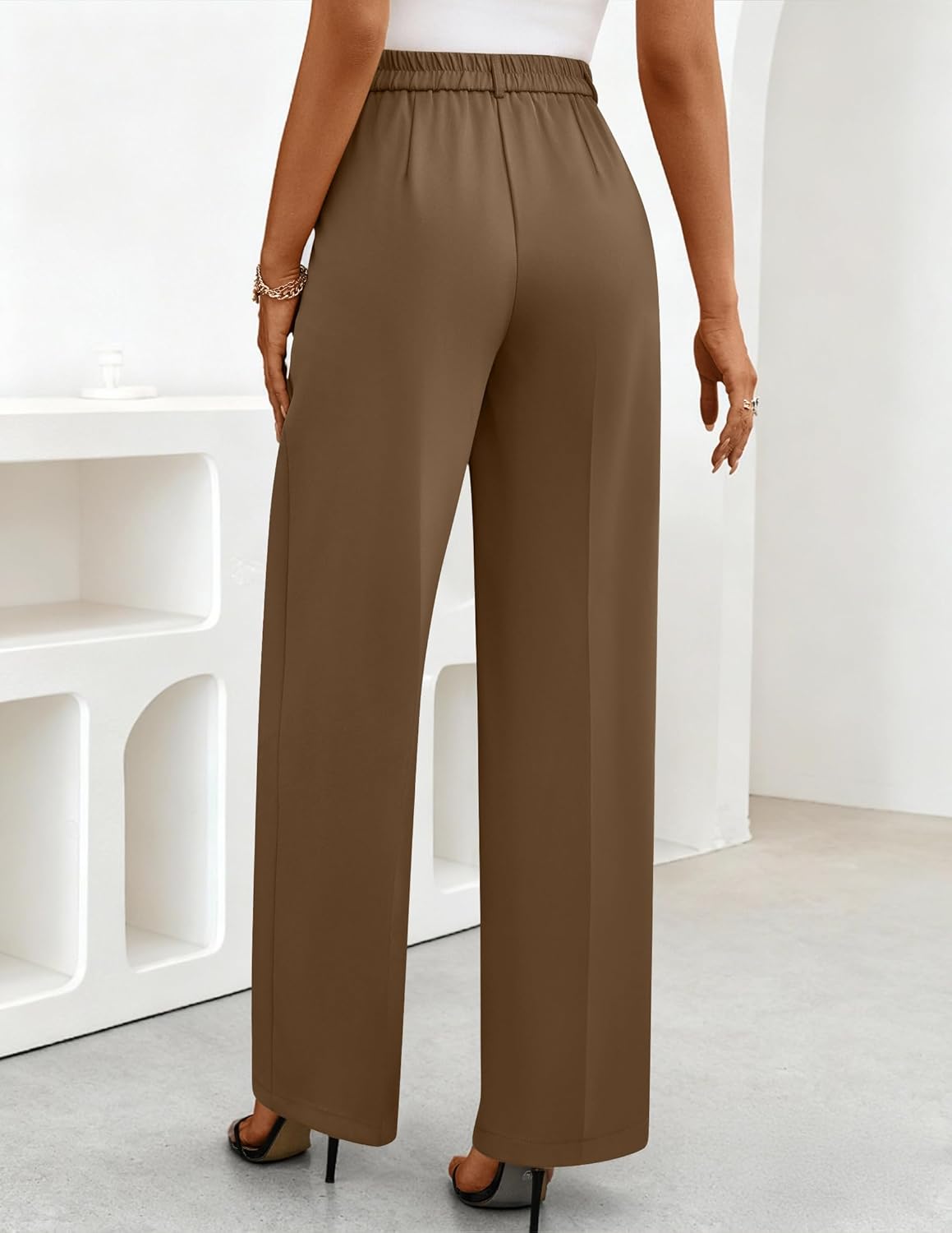 ZESICA Women's Wide Leg Dress Pants 2026 High Waisted Business Casual Palazzo Pants Work Office Slacks Trousers