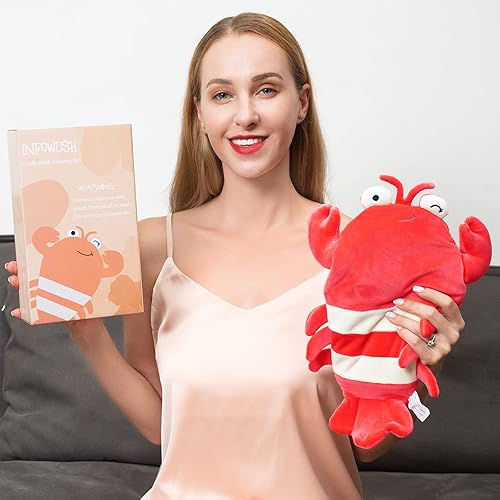 Miniatura 6 de Almohadilla térmica para microondas para aliviar el dolor, almohadilla térmica de felpa de langosta con aroma a lavanda extraíble, animal de peluche