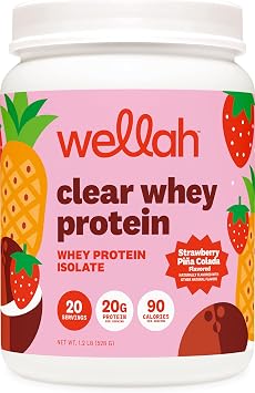 Wellah Clear Whey Protein Isolate Powder Strawberry Pina Colada 20 Serv