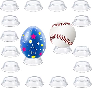 TERDEWE 16 Pack Baseball stand ,Easter Eggs Stand ,Reversible Sphere Stand,Cone Display Stands ,for wooden Egg Spheres,Baseball,Golf Ball,Softball,Transparent Invisible Egg Holder