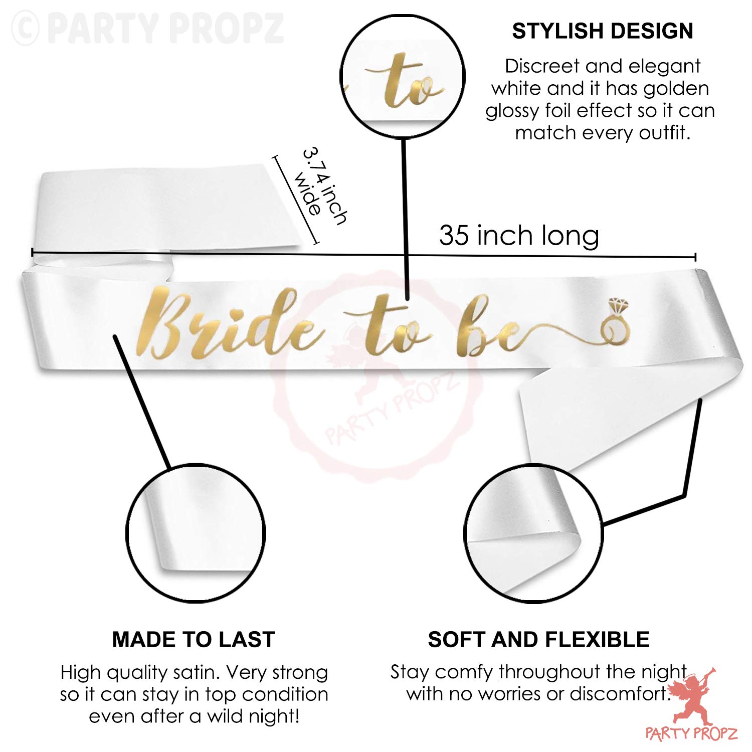 Party Propz Bride to Be Sash and Crown - Bachelorette Party Decorations | Bridal Shower Decorations | Bride to Be Decoration Set Combo, Bridal Shower 1