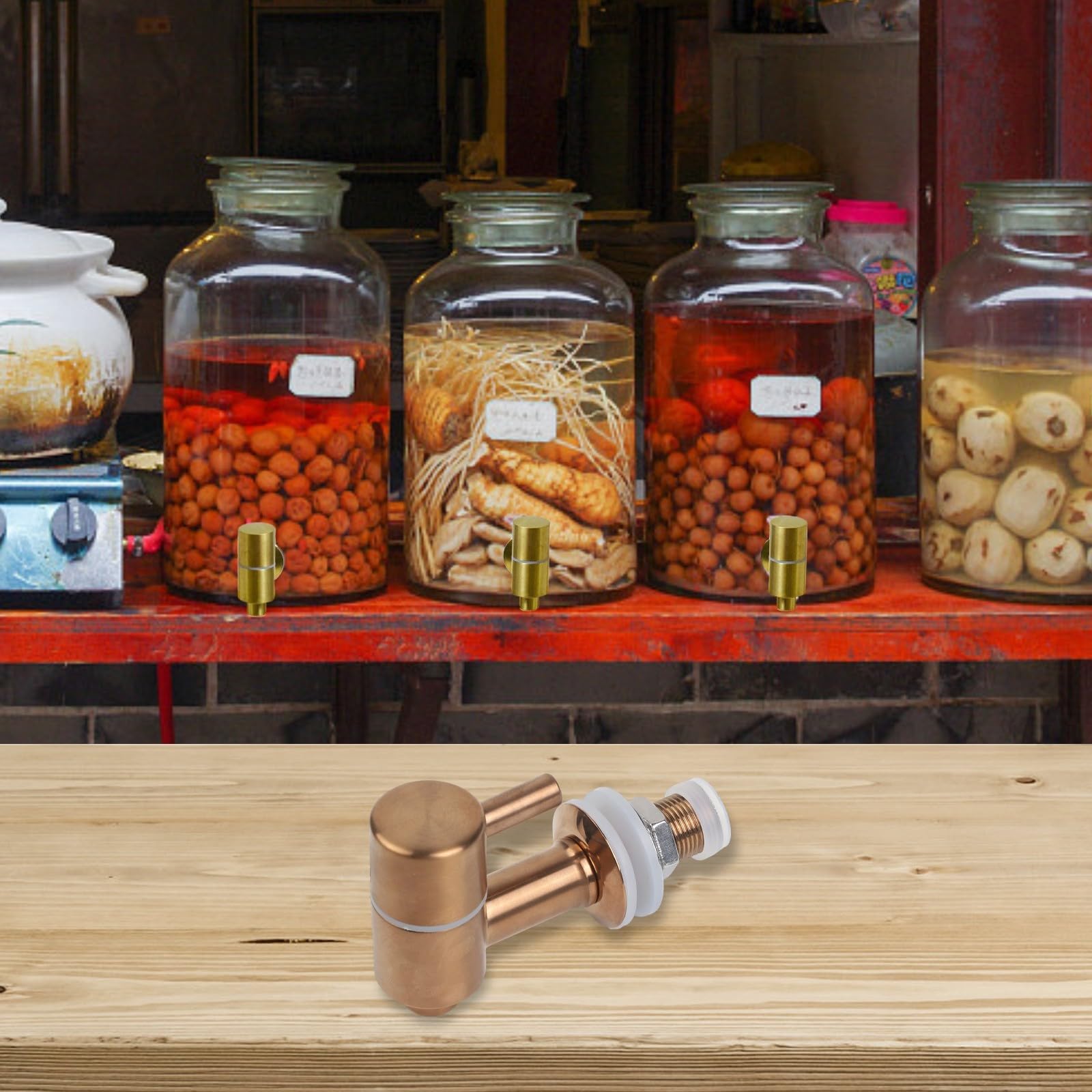 Produktbild von Goldener Getränkespender Mit Filter – Edelstahl/Kupfer, Für Saft, Wein & Kalte Getränke, 16–24 Mm