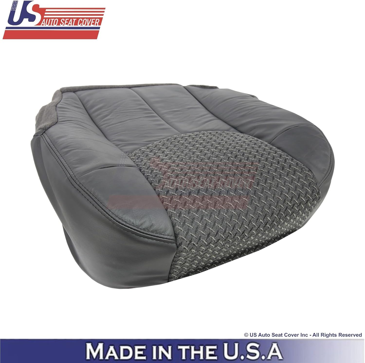 US Auto Seat Cover 2003-2004 fits Chevy Avalanche Genuine Leather/Cloth Front Seat Covers Dark Gray