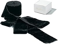 Vista 1 de MAYREEL Cinta de terciopelo negro de 2 pulgadas, cinta desgarrada a mano, borde deshilachado de seda para ramos de novia, invitaciones, libros