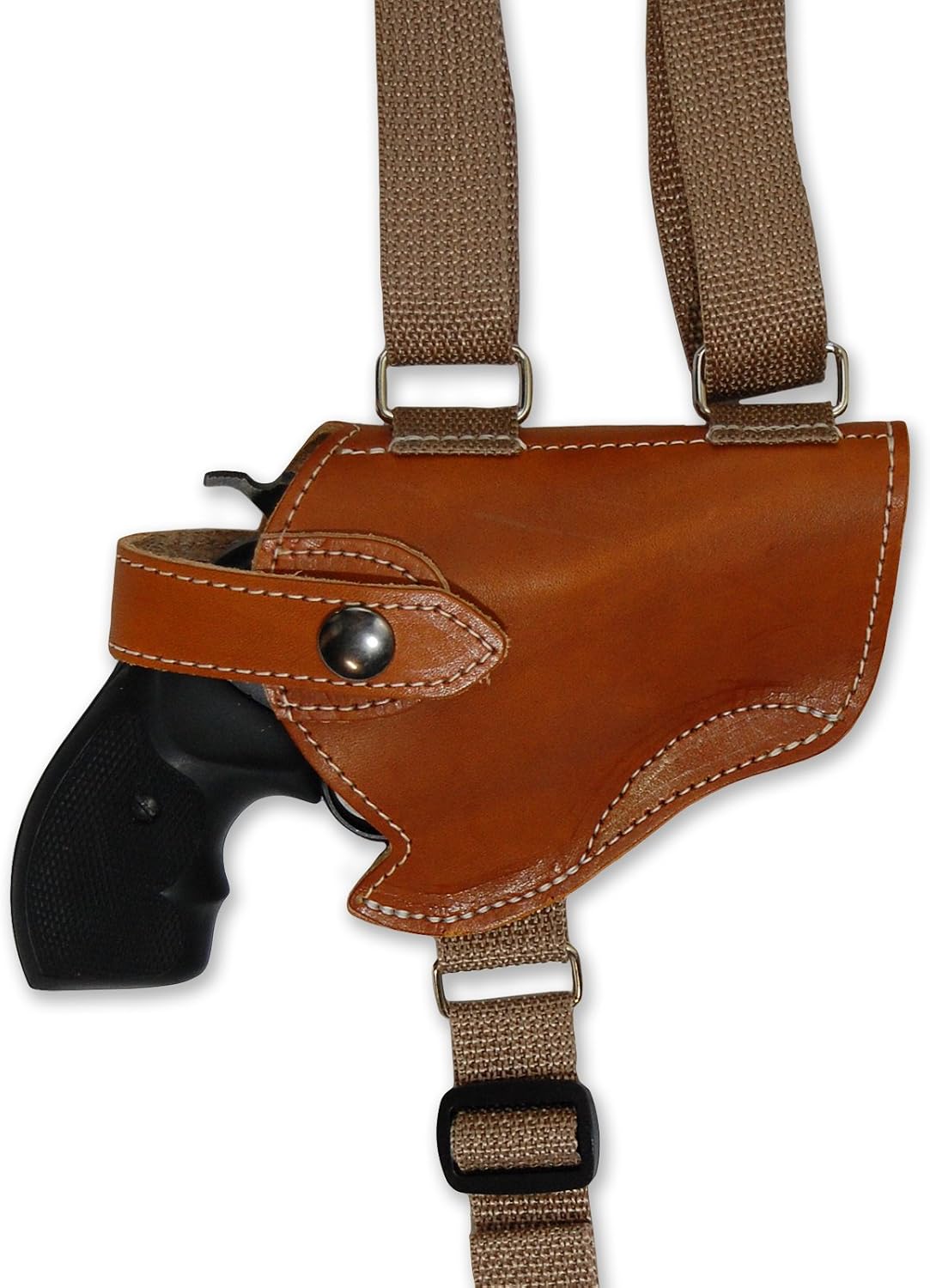 Barsony New Saddle Tan Leather Cross Harness Shoulder Holster for 2-3" Snub Nose Revolvers