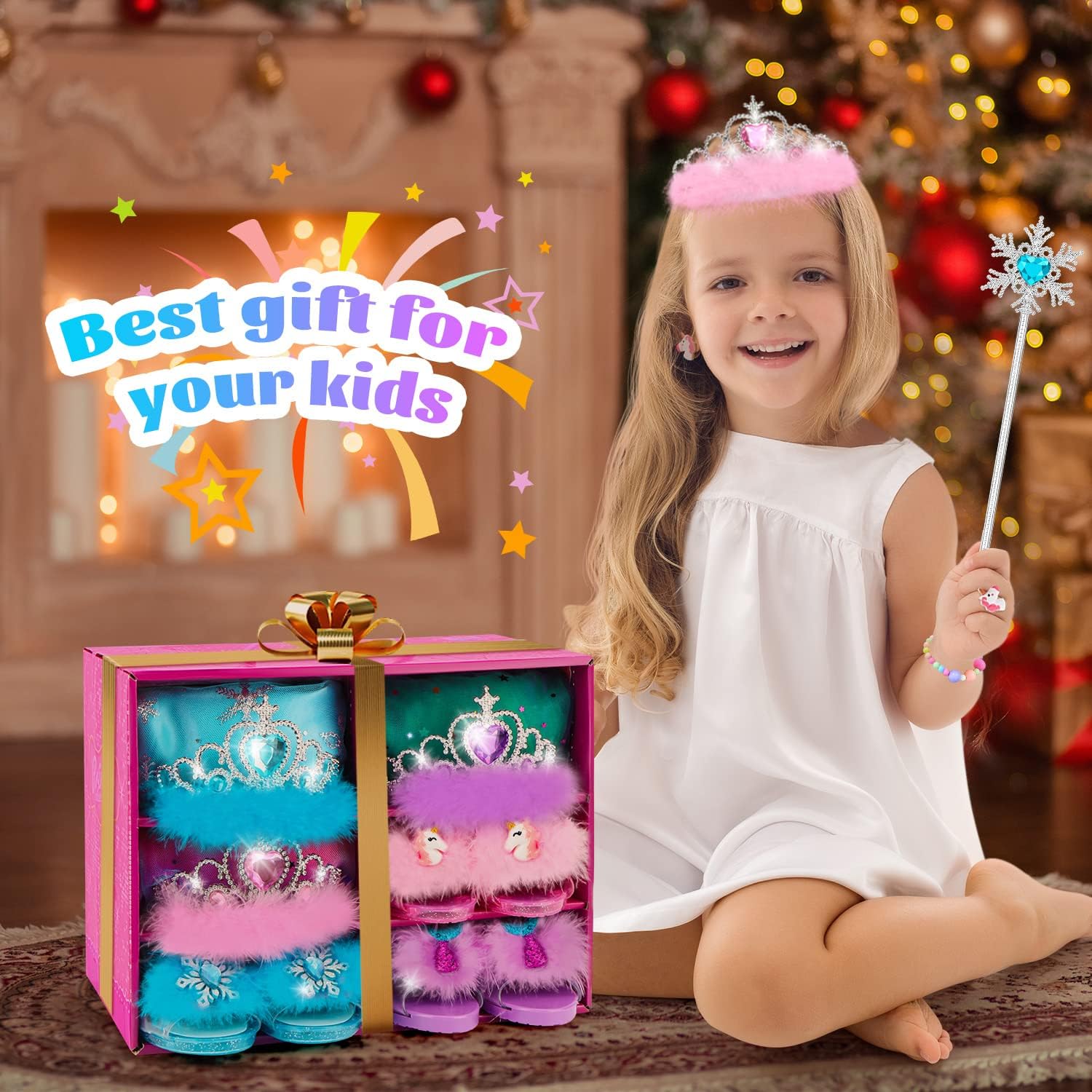 HAMSILY Princess Dress Up Shoes Set, Girls Dress Up Toys Toddler Jewelry Boutique Kit, 3 Themes of Unicorn Mermaid Ice Princess Costumes Set, Pretend Play Gifts for Little Girls Aged 3-6 Years Old : Toys & Games