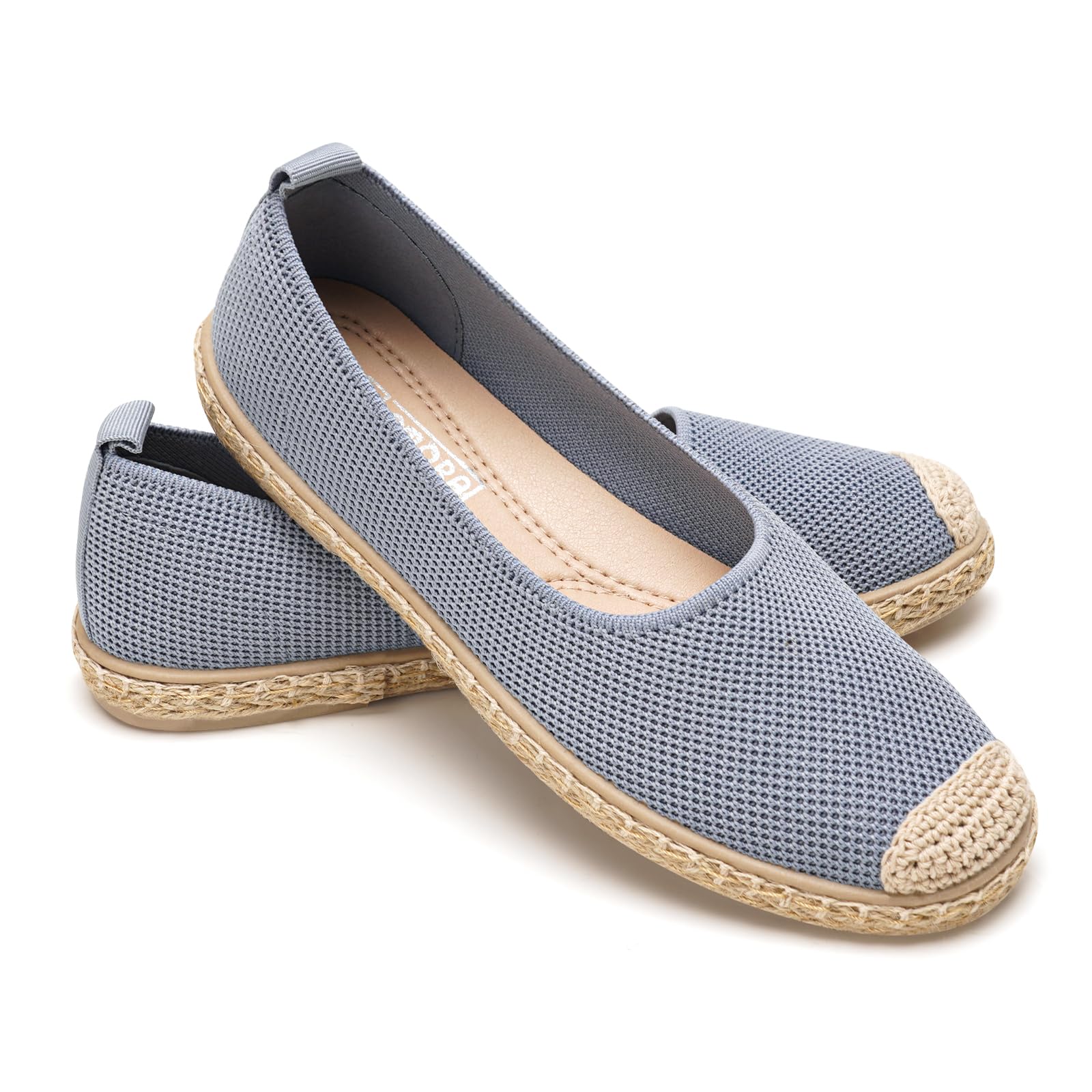 GLAMORA Bailarinas Mujer Esparto Zapatos Planos de Punto Transpirable Manoletinas Mujer Suela Goma con Borde Estilo Alpargata Merceditas Cómodas Ligeras Calzado Verano Mujer Slip On
