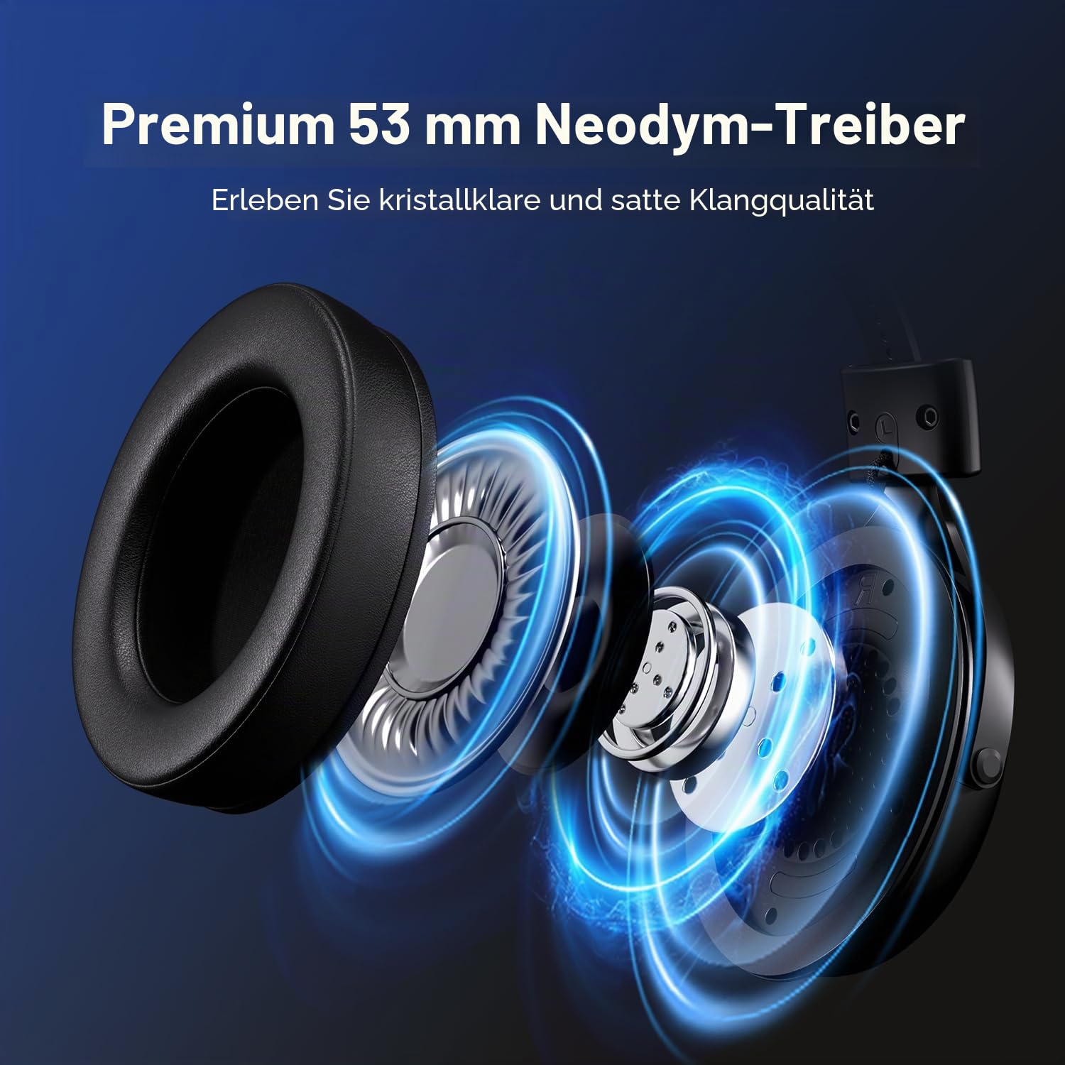 MCHOSE V9 Pro Kabelloses Gaming-Headset, 7.1 Surround Sound, 53 mm Neodym‑Treiber, 3‑Modi‑Konnektivität, 250 Stunden Akku, Abnehmbares Mikrofon, kompatibel mit PC, Mac, PS5, PS4, Switch‑Serie