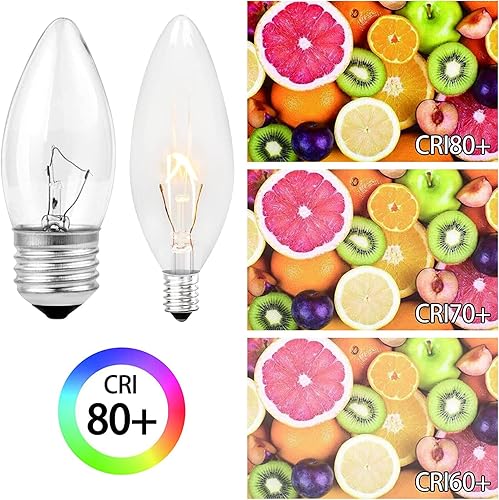 Miniatura 2 de Juego de 10 bombillas elegantes para candelabros, 5 E26 y 5 E12, forma de torpedo incandescente, iluminación versátil, acabado decorativo, base