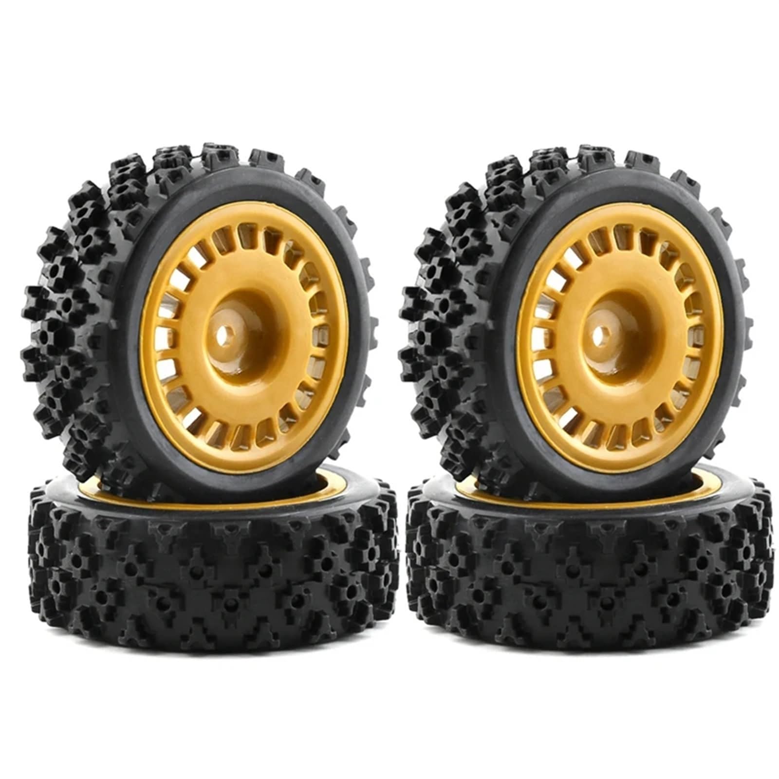 Set De 4 Pneus RC – Compatible Tamiya XV-01, TT-01, TT-02, PTG-2 – Caoutchouc + Jante Plastique – Diamètre 70 Mm – Adhérence Renforcée