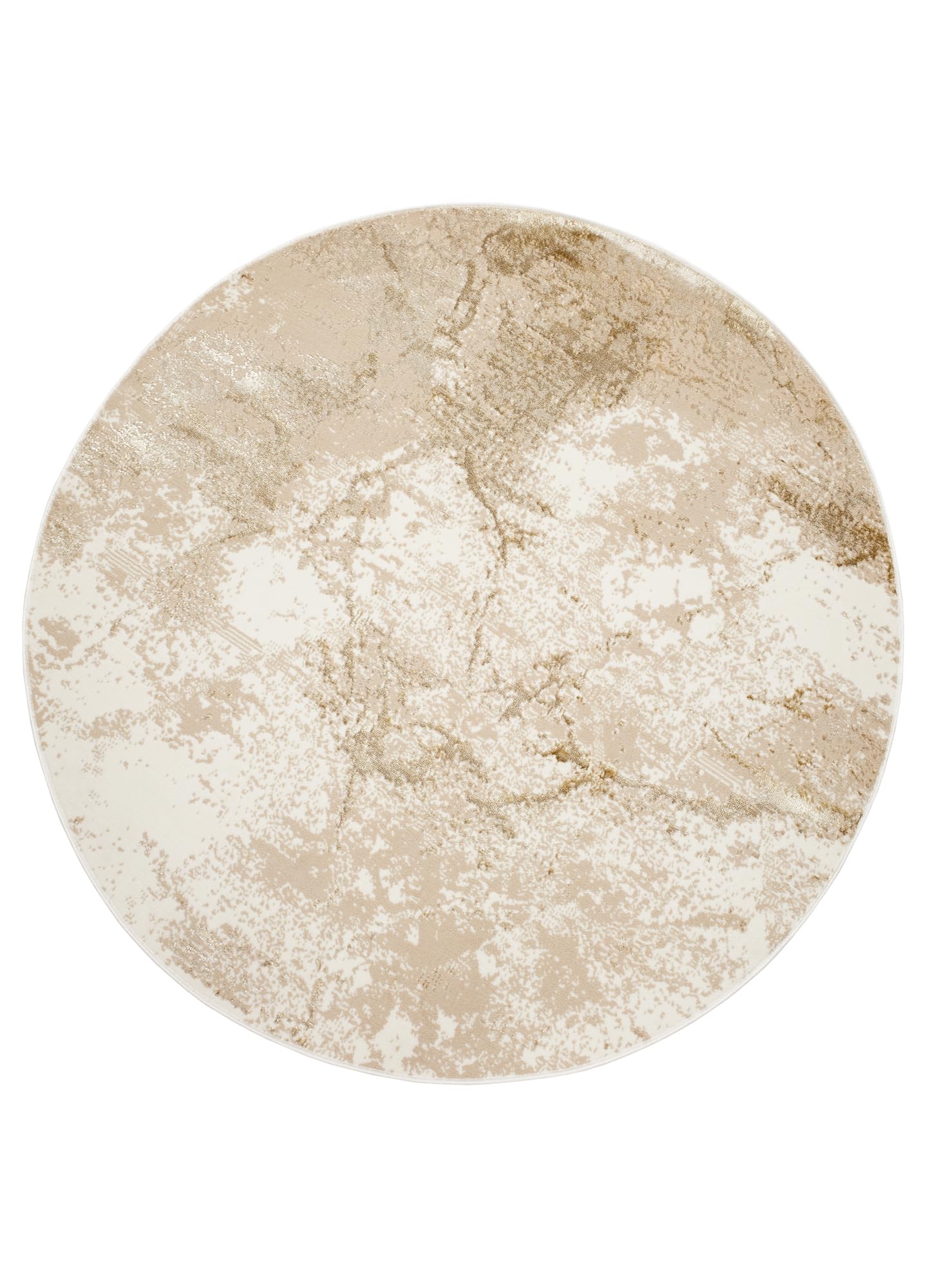 TAPISO Crystal Rund Teppich Kurzflor Glänzend Braun Beige Marmoreffekt 3D Effekt Wohnzimmer Schlafzimmer Modern Design ÖKO-TEX 240 x 240 cm