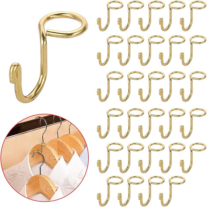 Sumnacon Hanger Hooks 30 Pcs Clothes Hanger Hooks Gold Metal Connector Hooks Mini