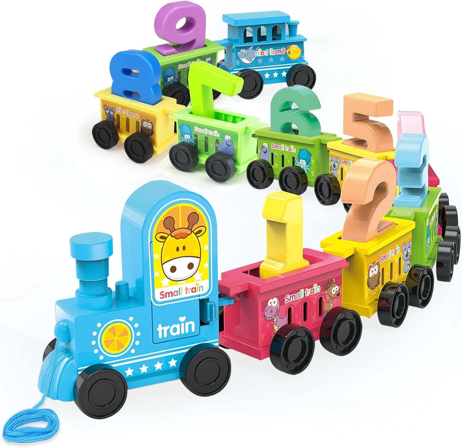 Tcvents 車おもちゃ 知育玩具 汽車 列車 電車 おもちゃ 連結列車 数字の列車 ミニカー 連結汽車 レールセット 乗り物おもちゃ数字汽車セット 引き車 車両 組み立て 積み木 数字認識 機関車 かずあそび トレイン 型はめおもちゃ パズル はめこみ 子供おもちゃ 男の子