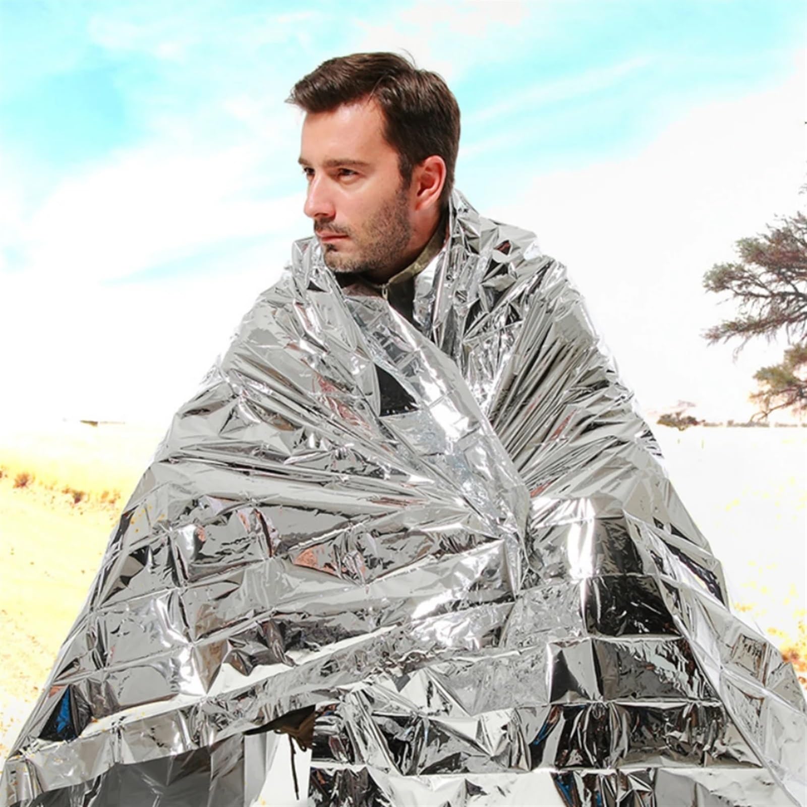 Kit de Primeros Auxilios de Rescate a Baja Temperatura for Exteriores, Manta Aislante, Saco de Dormir, Estera Salvavidas con película de poliéster for Mantener el Campamento(Blanket 30PCS)