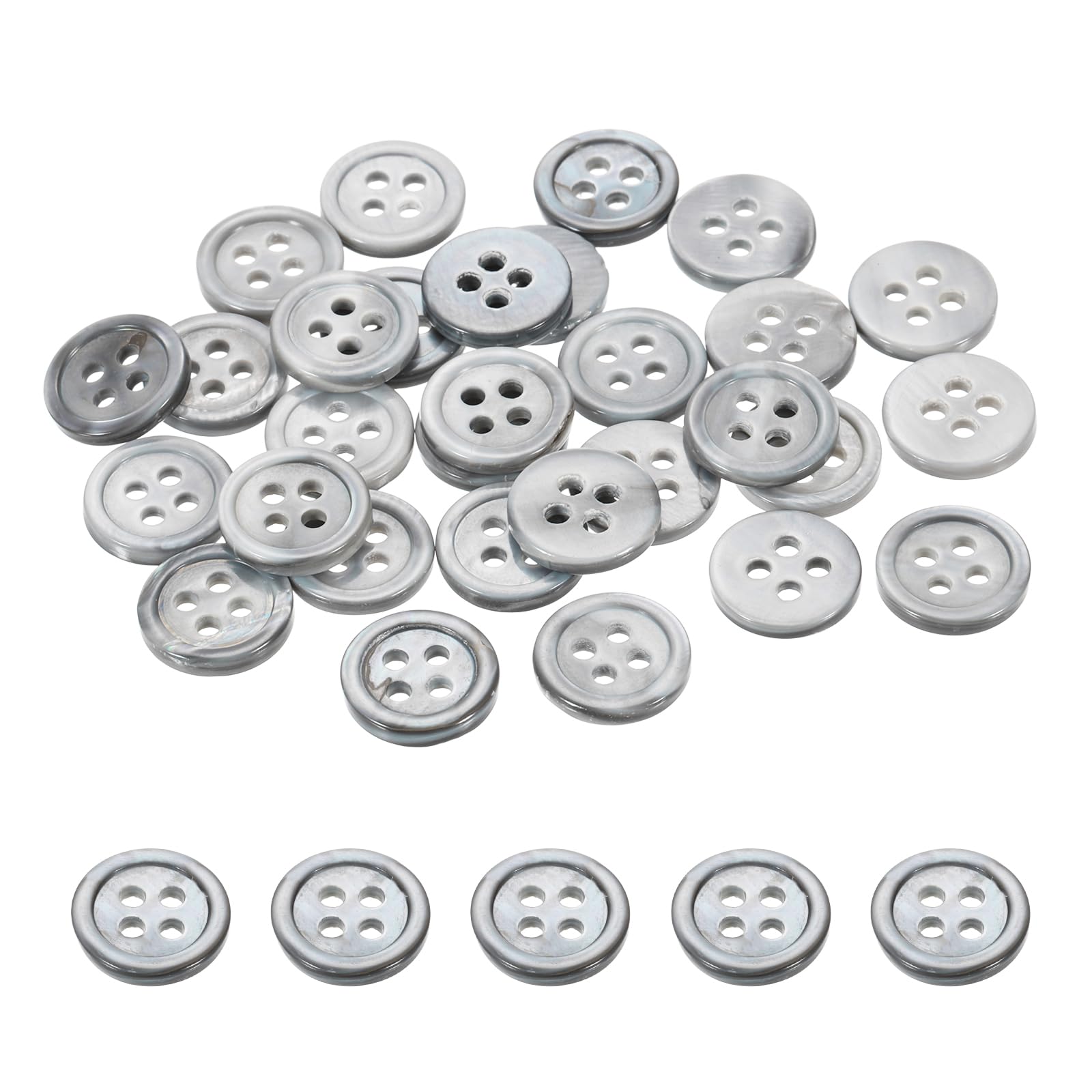 PATIKIL 30 Pcs 11.5mm Mother of Pearl Buttons, 4 Holes MOP Natural Pearl Shell Buttons for Sewing Clothes Coat Suits Shirt DIY Craft Decoration, Gray โ image 1