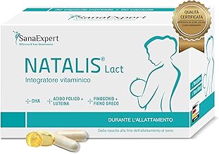 SanaExpert Natalis Lact - Nutritional Supplement for Breastfeeding - with DHA, Folic Acid, Omega-3, Fennel and Fenugreek - 90 Capsules - Made in Germany