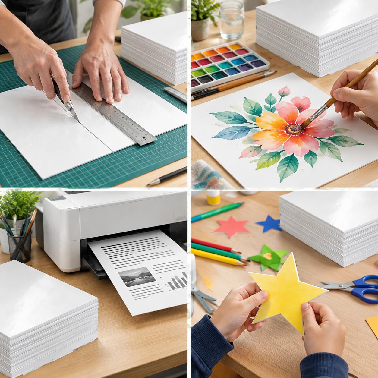 Cartulina Blanca, Cardstock Opaco, Hojas, 210g