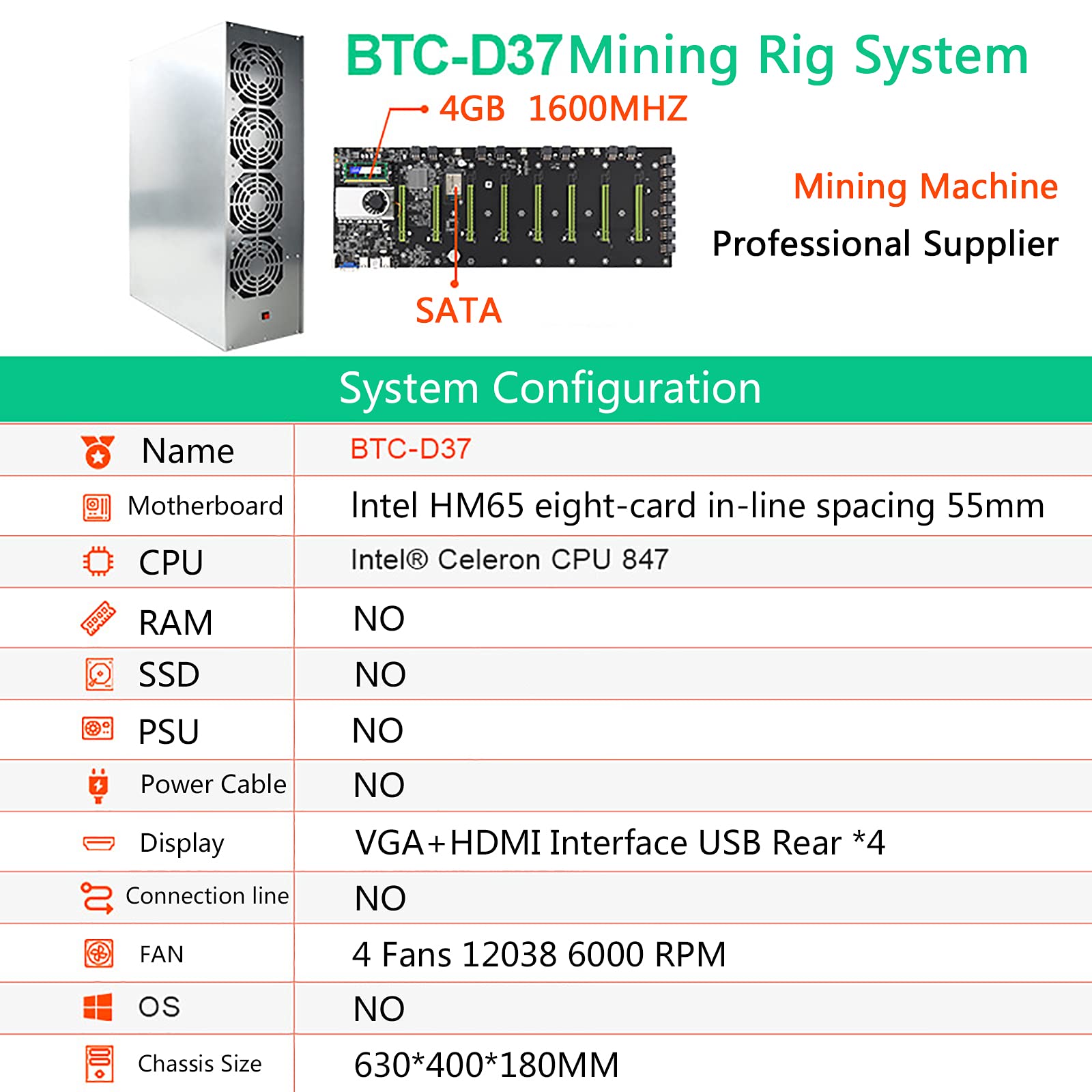 Amazon | マイニングリグCPUマザーボードセット、8  GPUコンプリートマイナーリグ、クリプトコイン通貨マイニング用マイニングマシンシステム、冷却ファン付きCPUマザーボードケースを含むBTC 37  GPU,Btc d37 | NVORJO | ベアボーンPC 通販