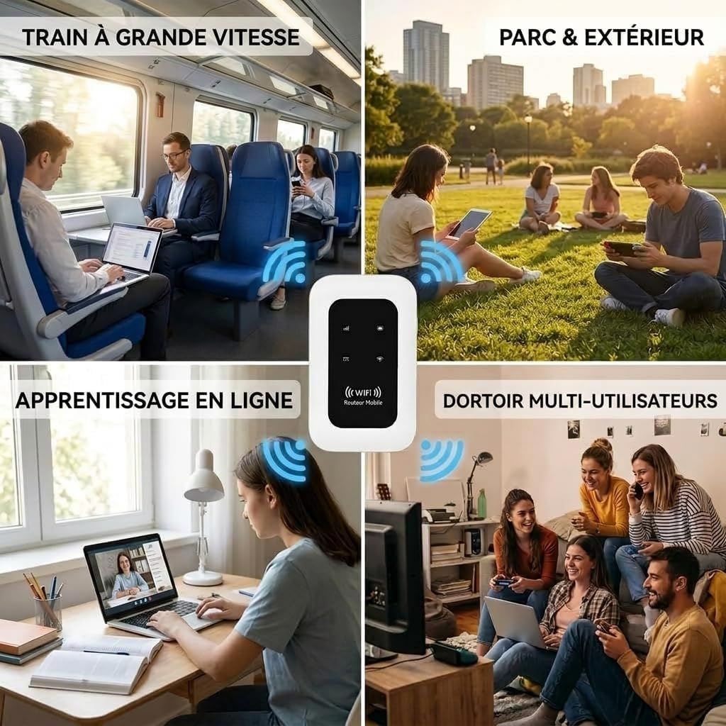 Routeur 5G Portable WiFi 6 avec Slot SIM Déverrouillé – Modem 5G Carte SIM, Internet Mobile Haut Débit 5G/4G+, Jusqu’à 28 Appareils, Idéal Voyage & Télétravail