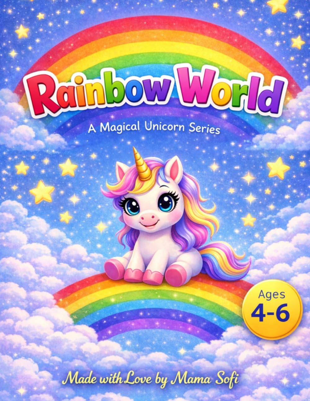 Rainbow World: A Magical Unicorn Coloring Book for Kids Ages 4–6