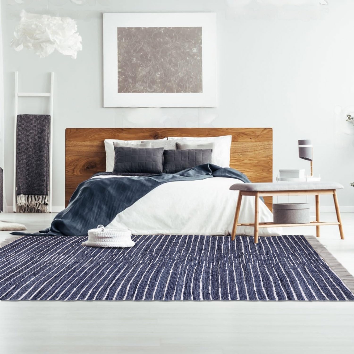 Lush Ambience URVI Handwoven Large Rag Area Rug, Washable