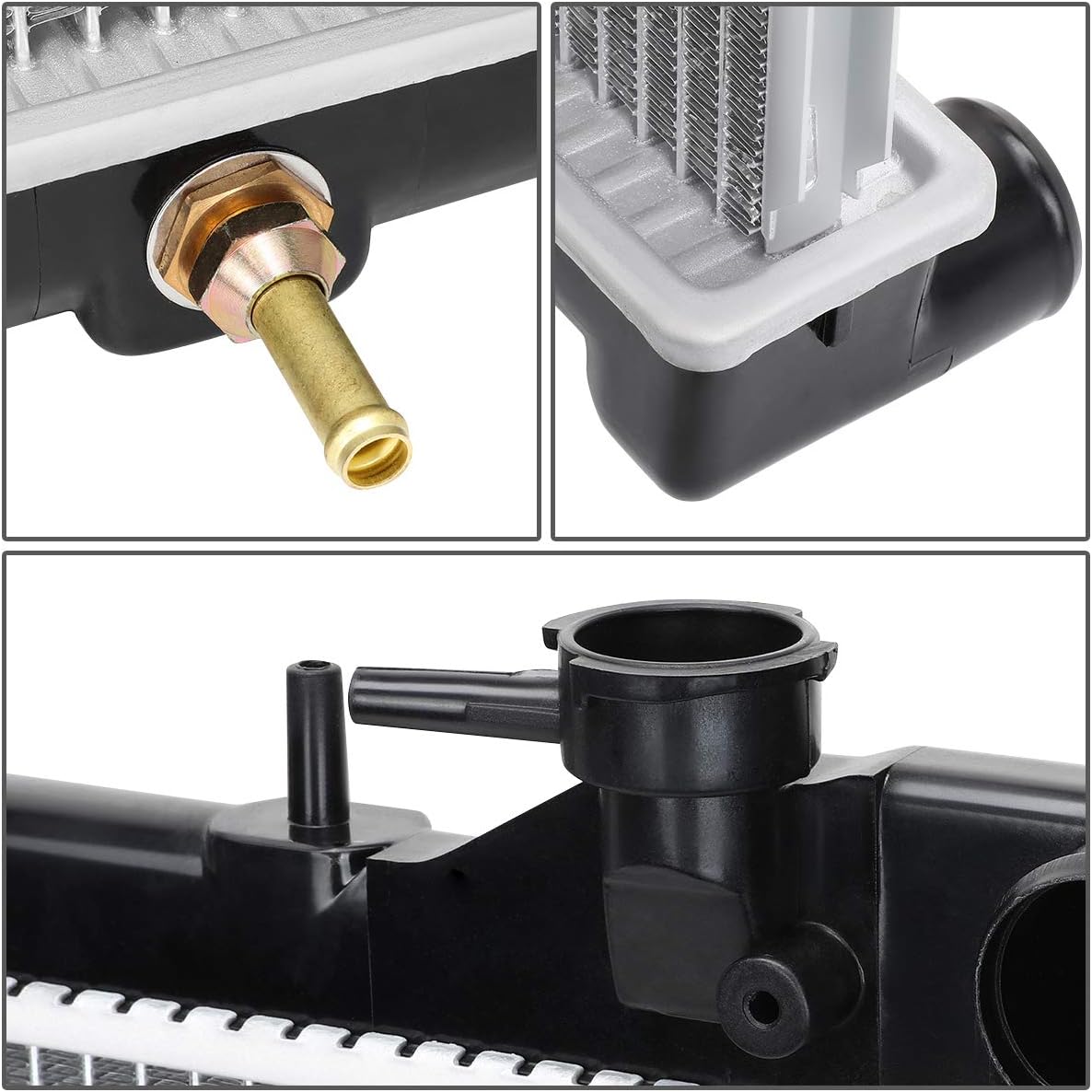 DNA Motoring OEM-RA-1574 OE Style Bolt-On Aluminum Core Radiator Replacement Compatible with 93-98 Impreza AT&MT, 27-1/16" W X 13-3/8" H X 11/16" D, 1-1/2" Inlet, 1-1/2" Outlet
