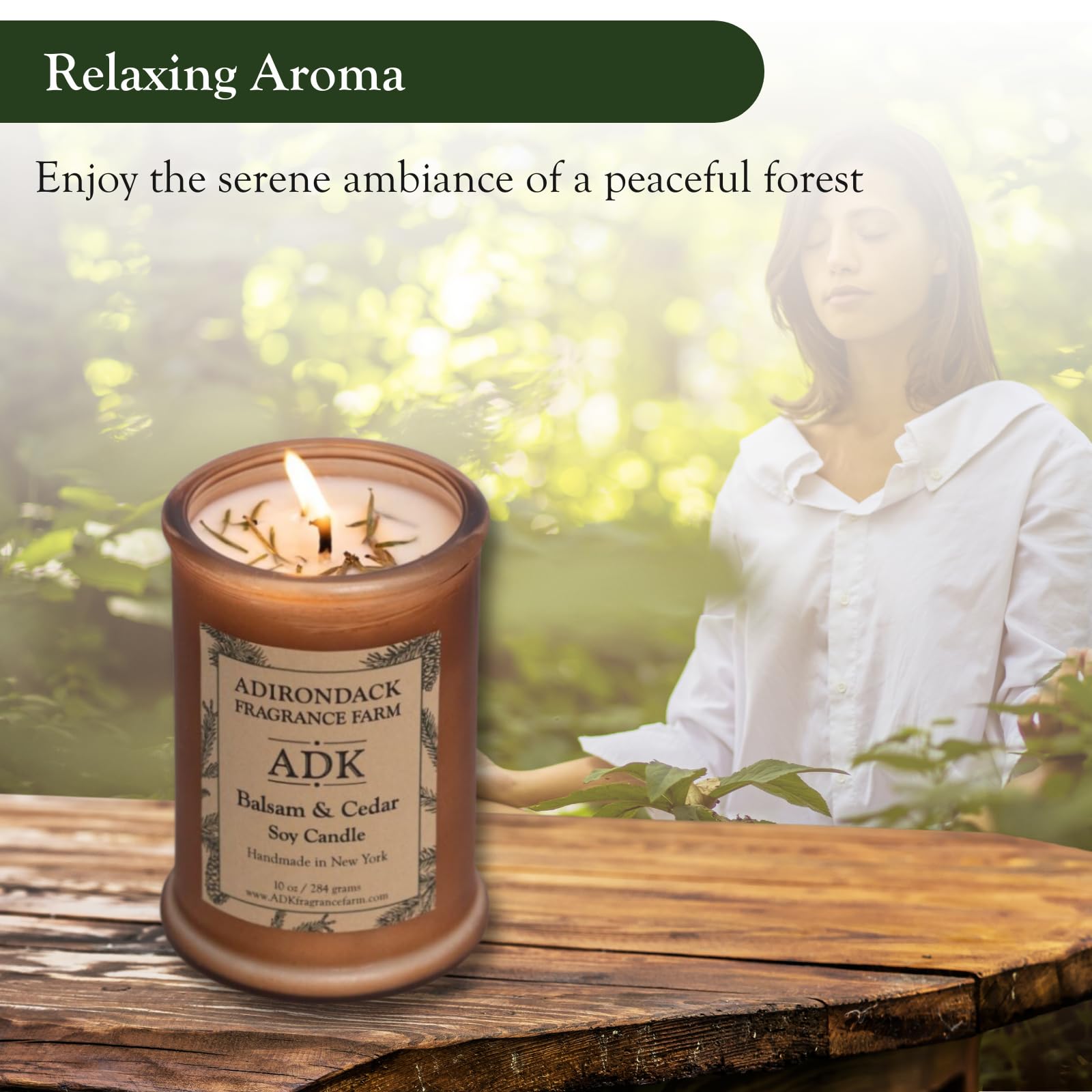 ADK - Vela perfumada de bálsamo y cedro, vela de aromaterapia natural de 4.5 onzas para decoración del hogar y decoración de cocina, velas de cera relajantes a base de plantas para regalo de Navidad