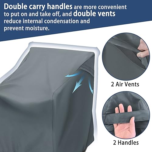 Miniatura 4 de TORUTA Funda para silla mecedora para exteriores, 27.5 pulgadas de largo x 32.5 pulgadas de profundidad x 39 pulgadas de alto, color gris, 420D,