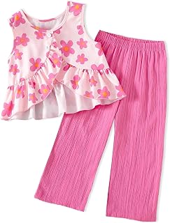 Doresbebe Toddler Girl Clothes Baby Girl Clothing Summer Outfit 2-6 Year Little Matching Sleeveless Top Long Pants Set 2Pcs