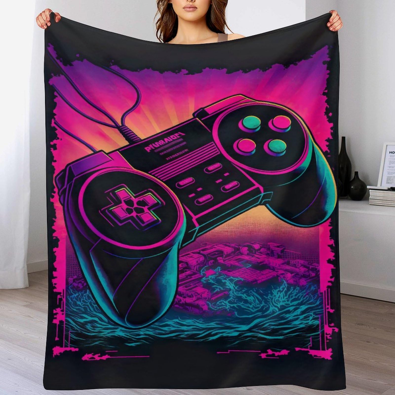 Couverture manette de jeu plaid gaming chaud et doux pour lit