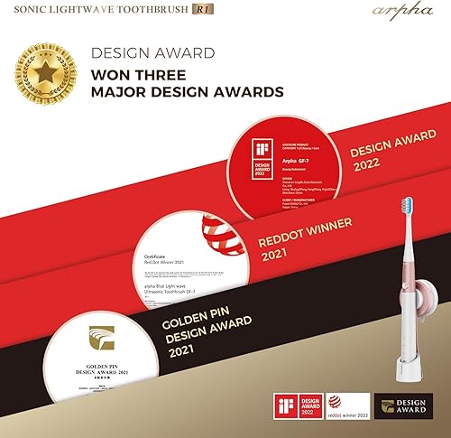 Miniatura 3 de ARPHA Cepillo de dientes eléctrico para adultos, ultrasónico, funciona con pilas, blanco, 3 modos, limpieza profunda, carga inalámbrica, IPX7
