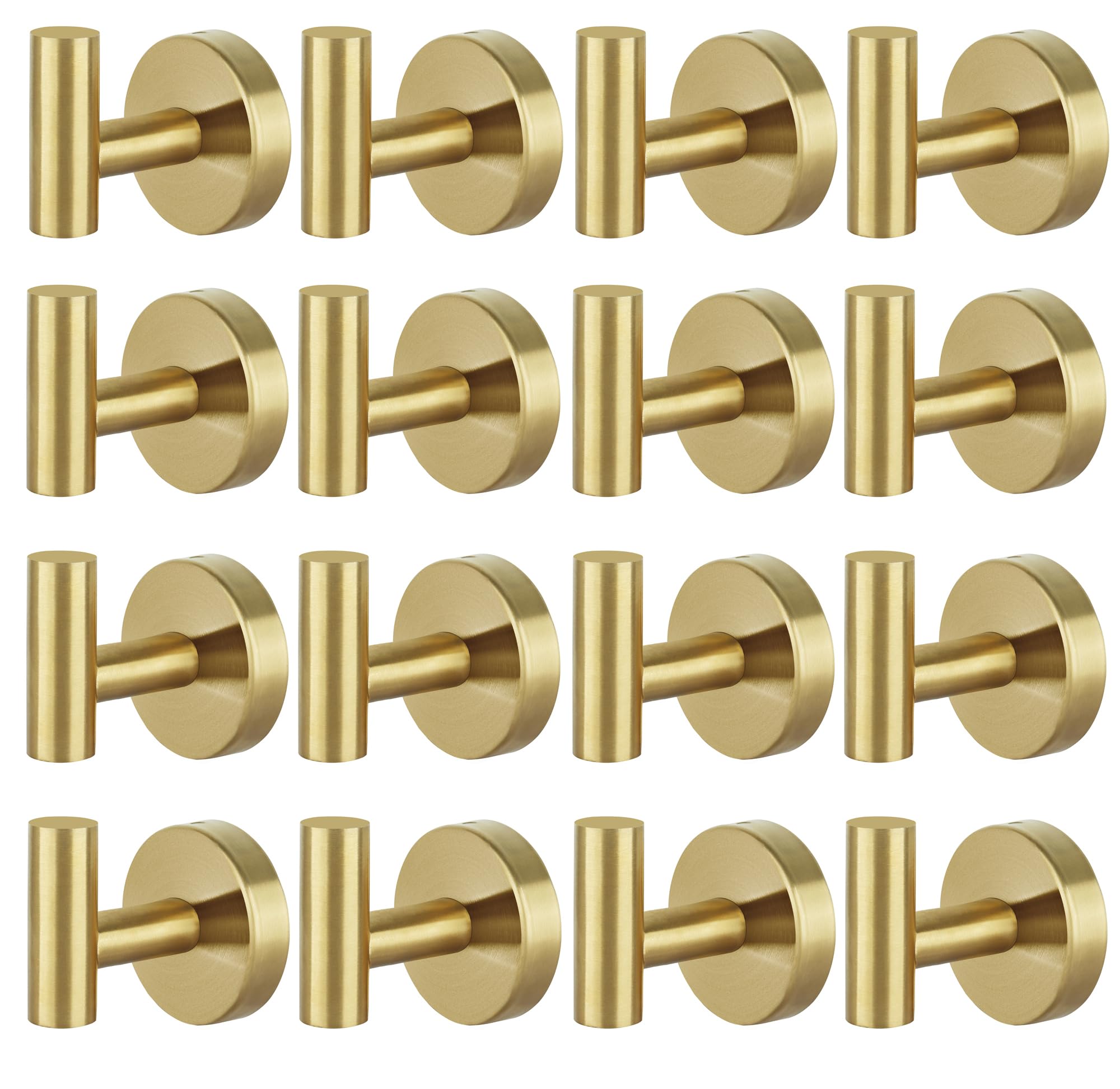 Homagic 16pc Gold Stainless Steel Bathroom Wall Hooks, Heavy Duty, Model 01