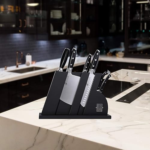 Miniatura 6 de TUO Juego de cuchillos de cocina – Juego de 8 cuchillos con bloque de madera, tijeras de acero para afilar incluidas – Juego de bloques de cuchillos