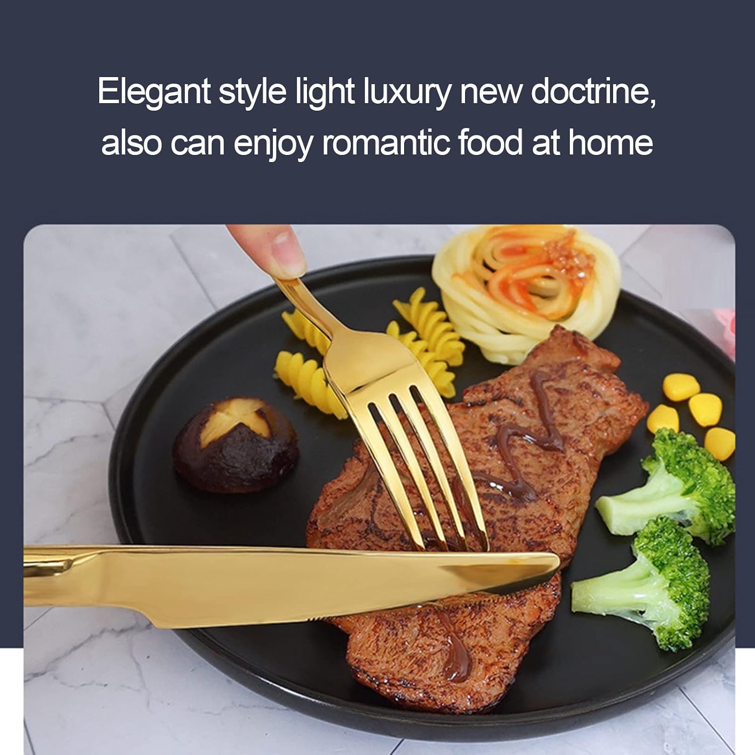 Stainless steel silverware, Elegant Gold Stainless Steel Cutlery Set - 4 Pieces Kitchen Flatware for Weddings, Parties, and Everyday Use