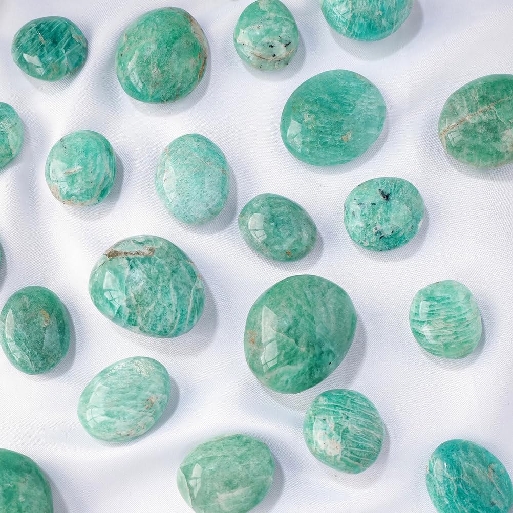 Cristalli di guarigione della Pietra di Palma amazzonite - 5 Pezzi Pietre lucidate Amazonite - Pocket Tascabile Stone per la Meditazione della Stregoneria e Allevamento d'ansia,40~50mm