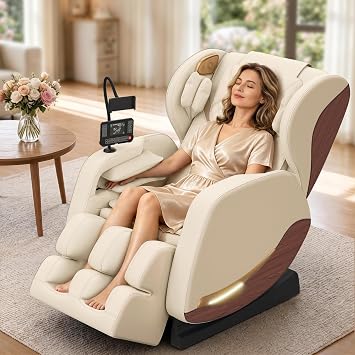 2026 Massage Chair, Massage Chairs Full Body and Recliner with 14 Fixed Points, Zero Gravity, Wood Grain Leather, Foot Massage, Airbags, Lumbar Heating, Bluetooth and Control Screen
